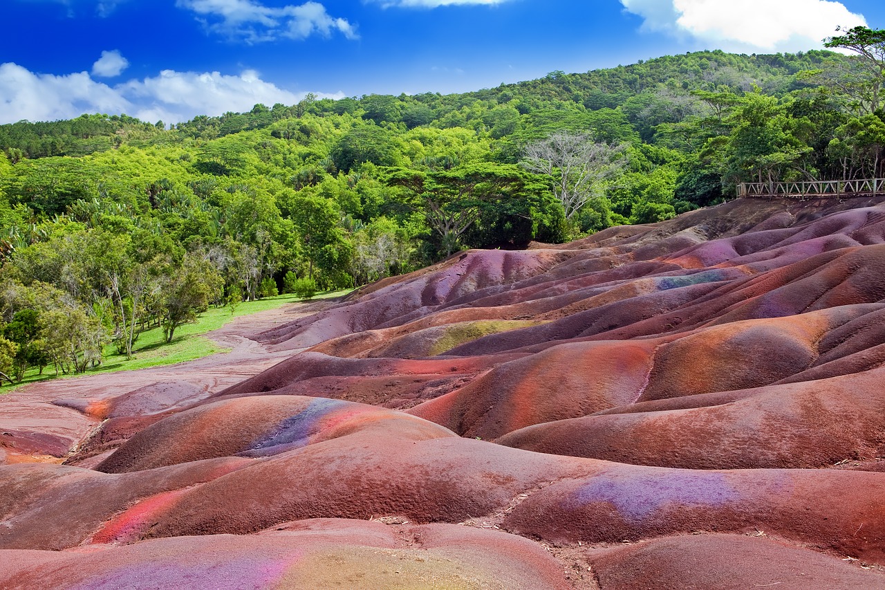 Image of Earth with red, purple, orange colors