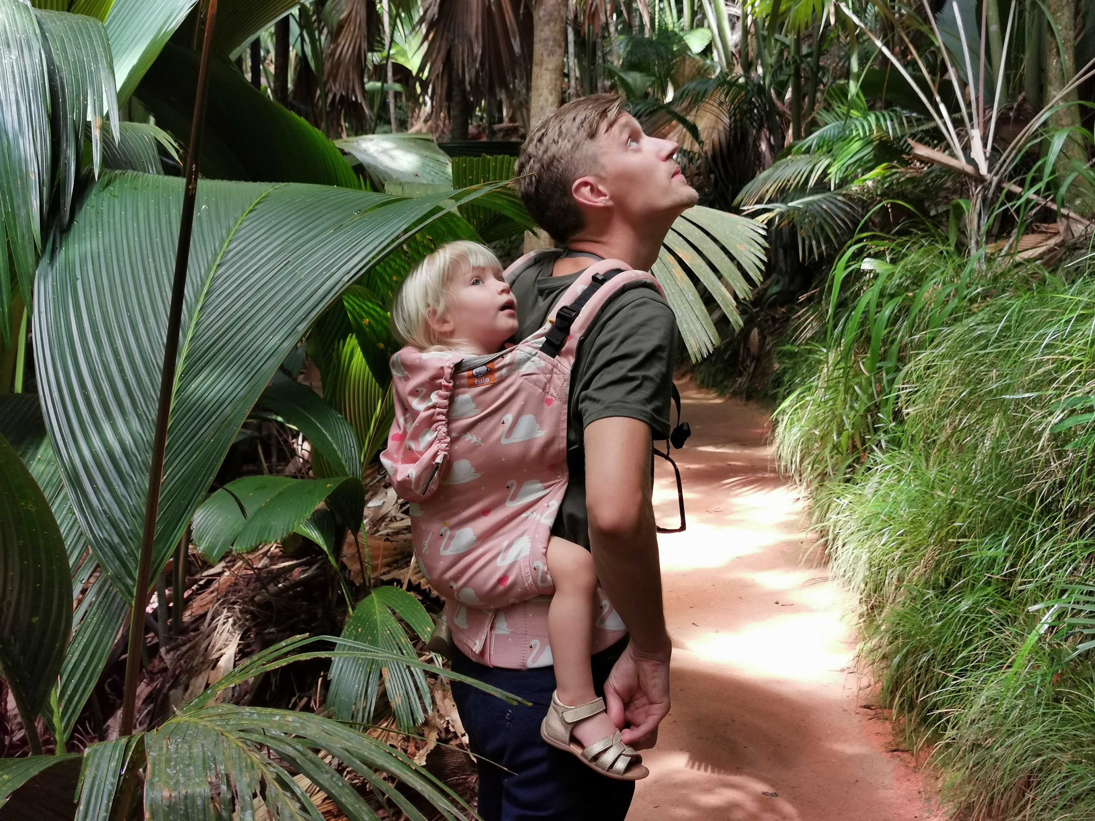 With kids in Vallee de Mai Praslin